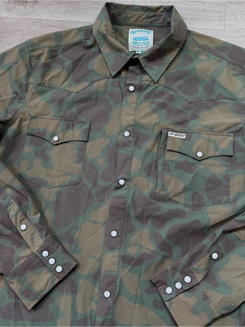 Sendero Provisions Confluence Tech Pearl Snap Camo Shirt Zip Pocket Mens XL